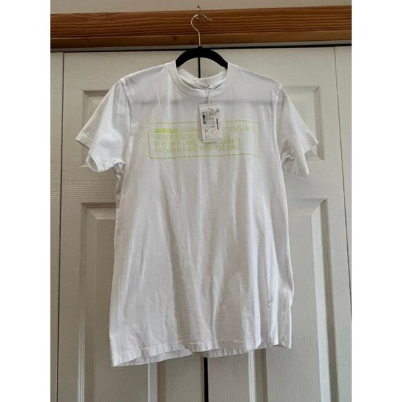 Helmut Lang Exclusive Warning Graphic Logo Lime/White T-Shirt Men’s S - Picture 1 of 4